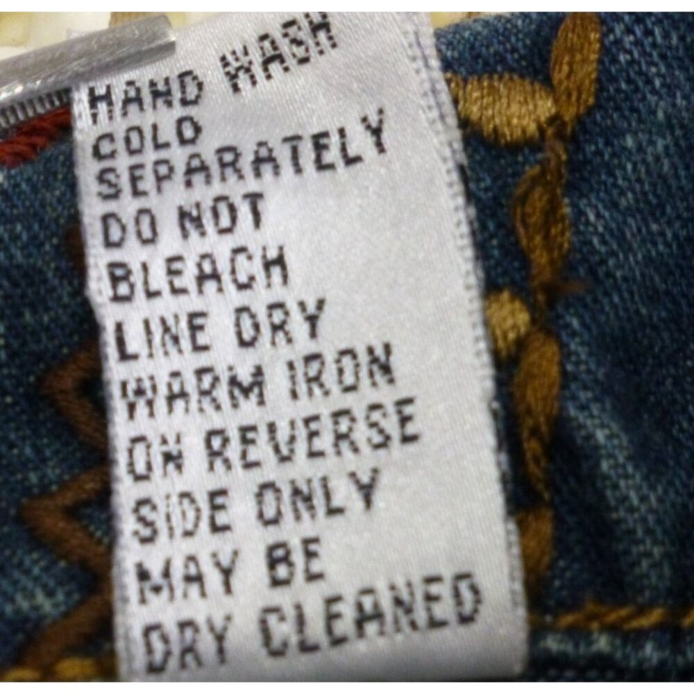 Chicos Design Embellished Denim Jacket Beaded Floral Embroidery Button Front Wom - Picture 11 of 15